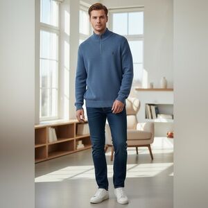Polo Men's Blue Half-Zip Sweater